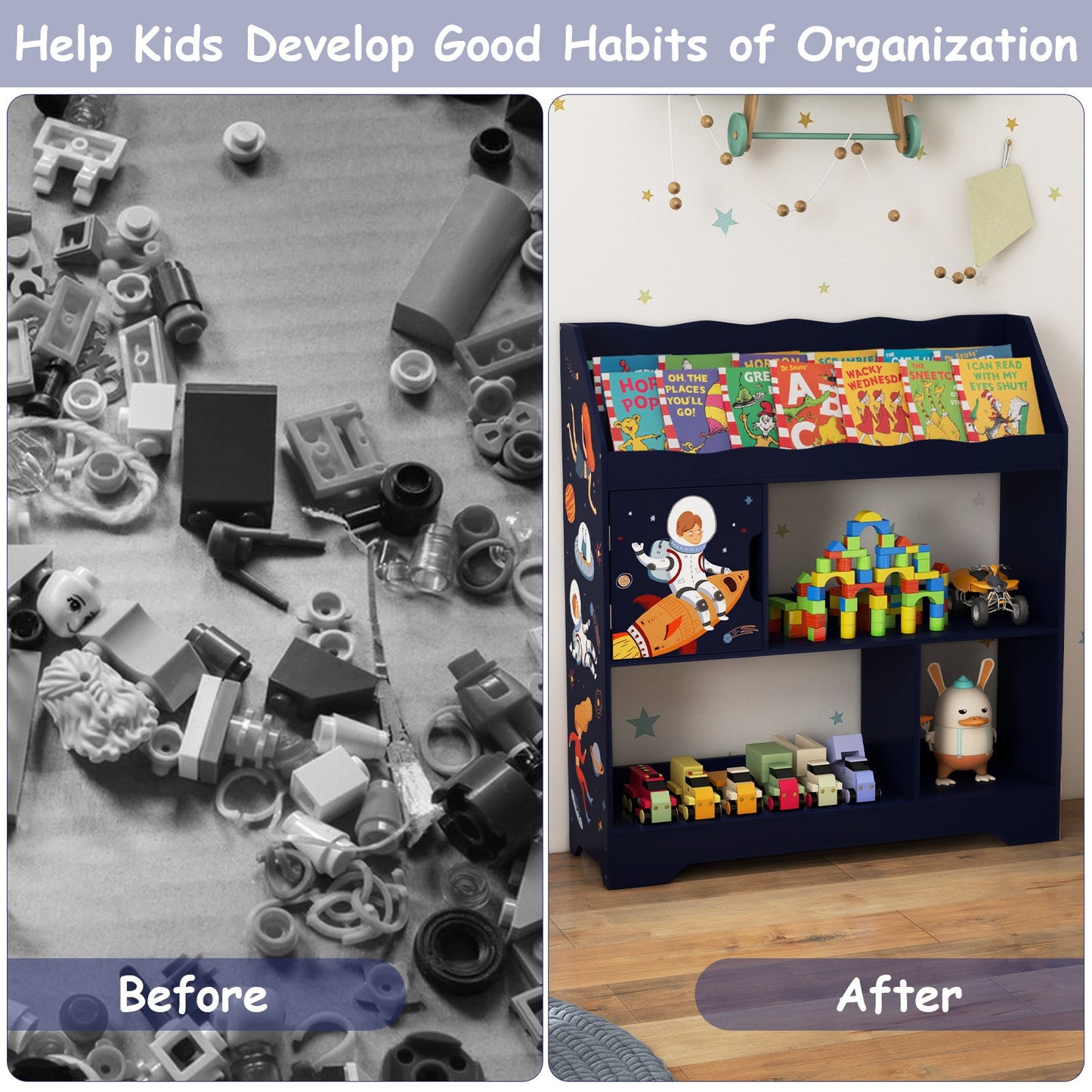 Kids Toy Storage Organizer, Book Shelf, Storage Cabinet, Navy Kids Storage at Gallery Canada