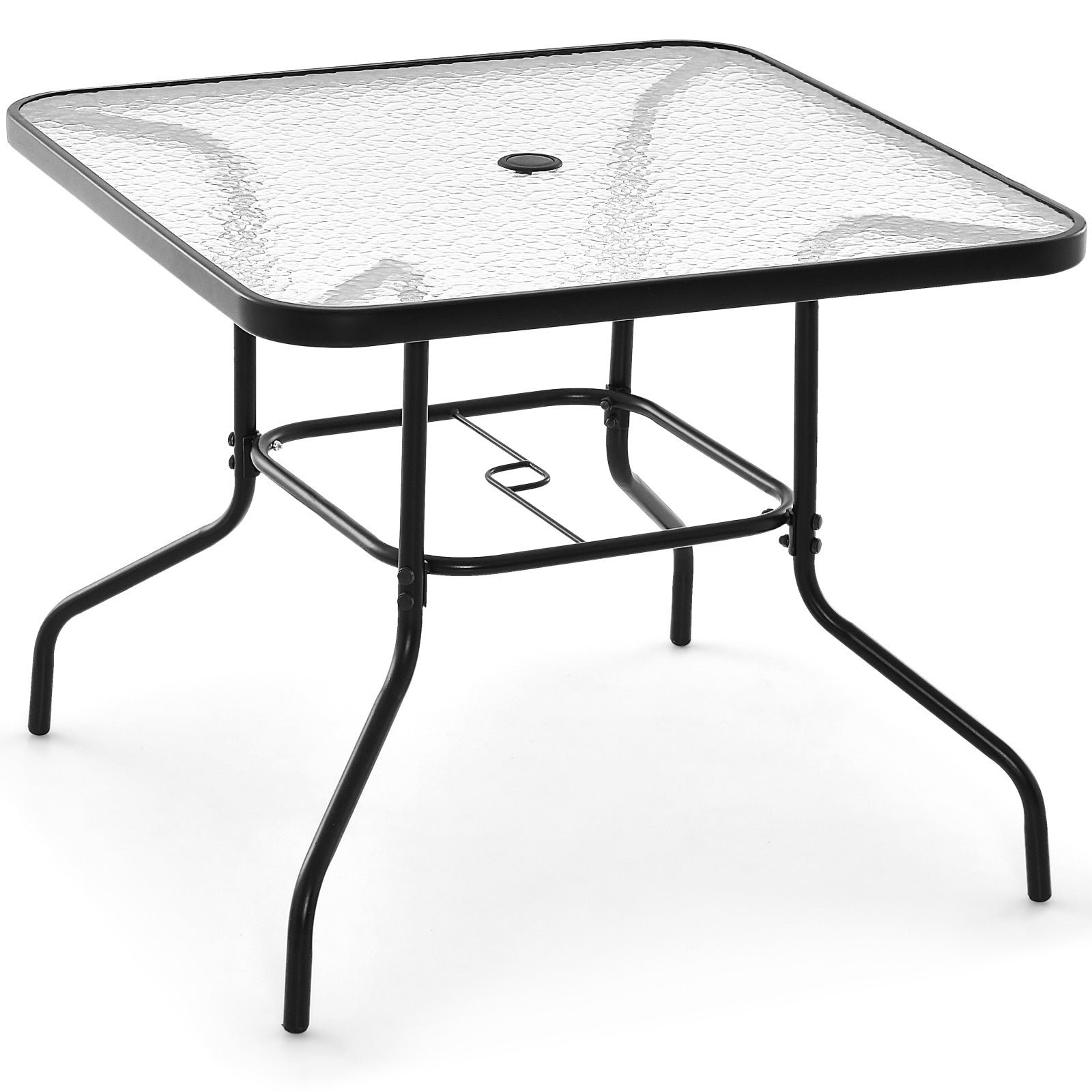 34 Inch Square Outdoor Dining Table, Tempered Glass, Black Patio Dining Tables at Gallery Canada