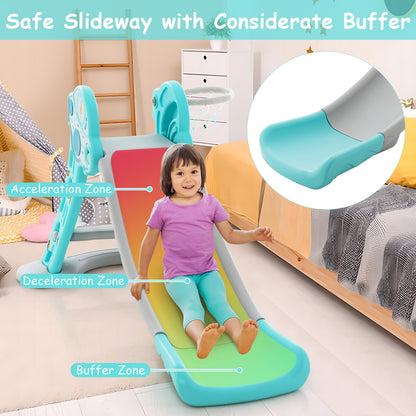 3-in-1 Folding Slide Playset, Basketball Hoop, Blue Climbers & Slides at Gallery Canada