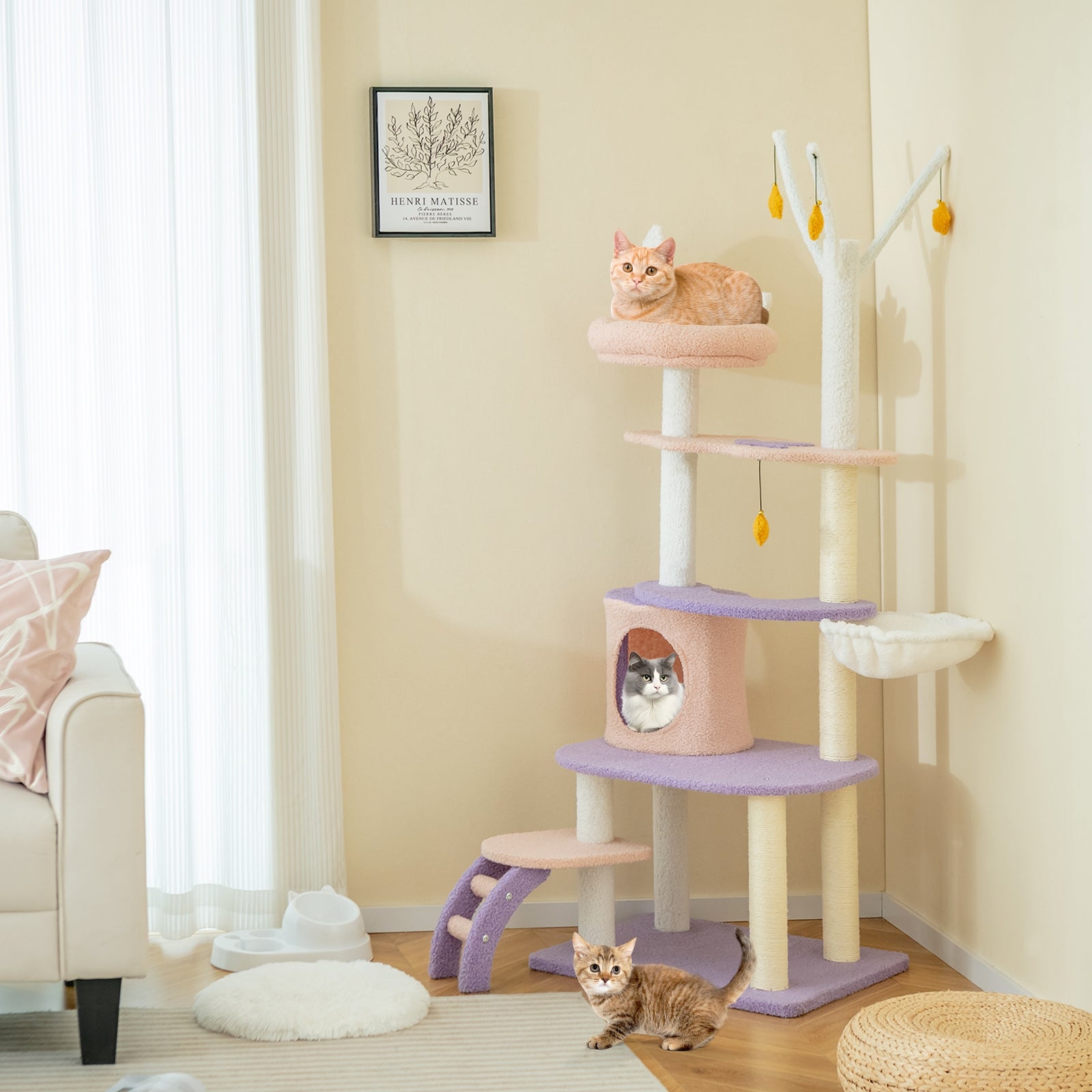 Multi-Level Cat Tower, Sisal Scratching Posts, M, Purple Cat Trees Condos & Scratchers at Gallery Canada