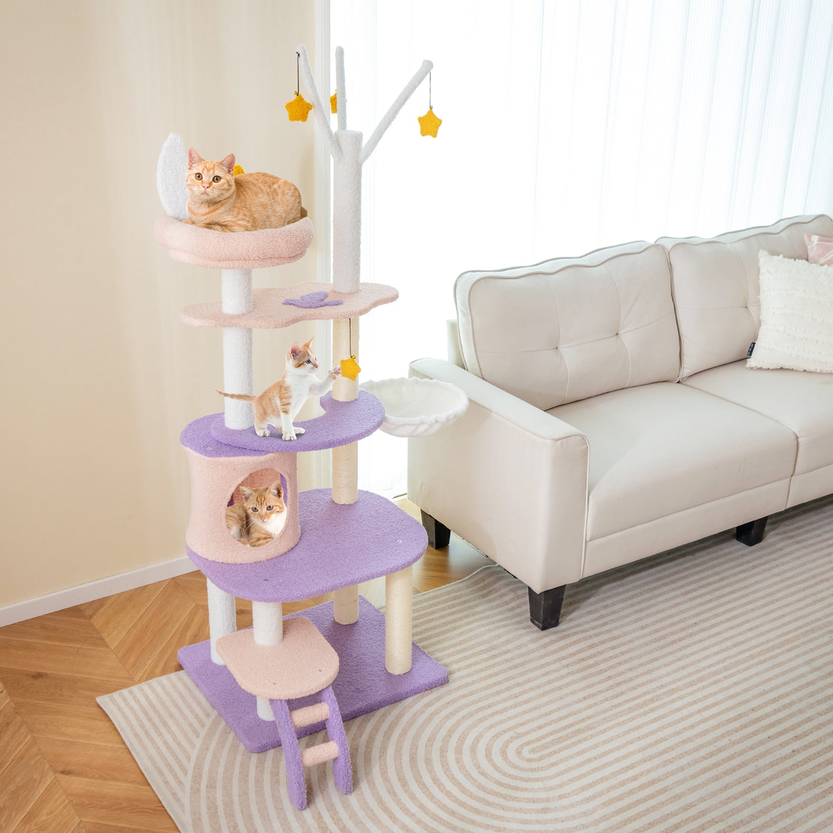 Multi-Level Cat Tower, Sisal Scratching Posts, M, Purple Cat Trees Condos & Scratchers at Gallery Canada