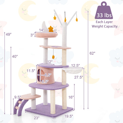 Multi-Level Cat Tower, Sisal Scratching Posts, M, Purple Cat Trees Condos & Scratchers at Gallery Canada