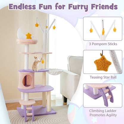 Multi-Level Cat Tower, Sisal Scratching Posts, M, Purple Cat Trees Condos & Scratchers at Gallery Canada