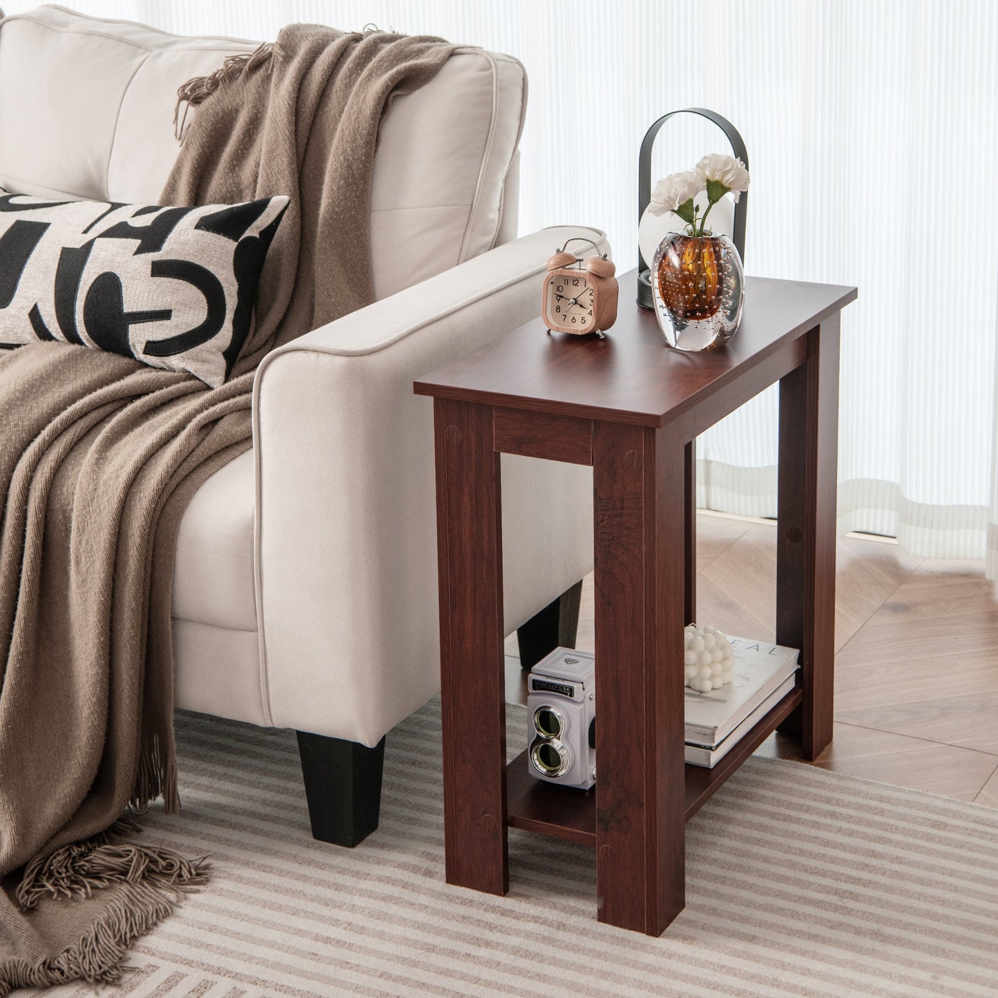 2-Tier Compact End Table With Storage Shelf, Brown End & Side Tables at Gallery Canada