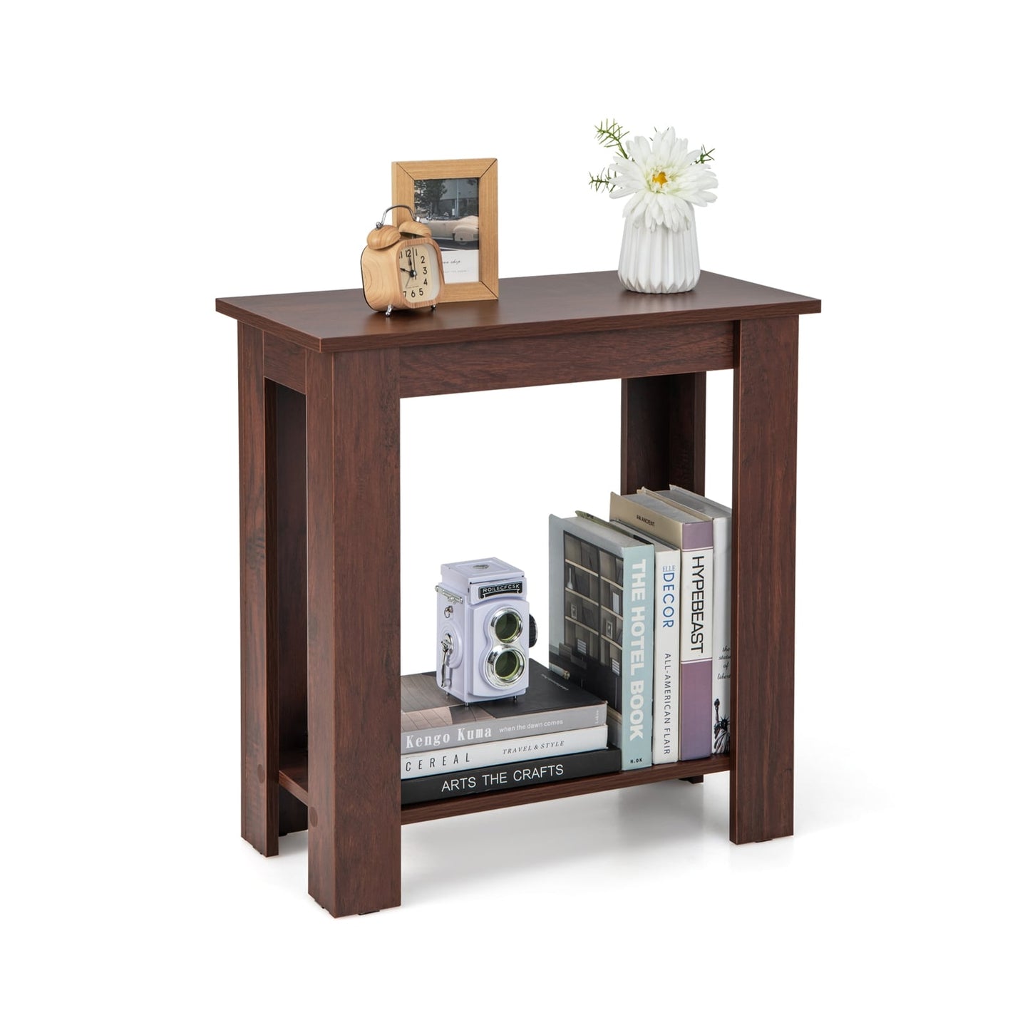 2-Tier Compact End Table With Storage Shelf, Brown End & Side Tables Brown at Gallery Canada