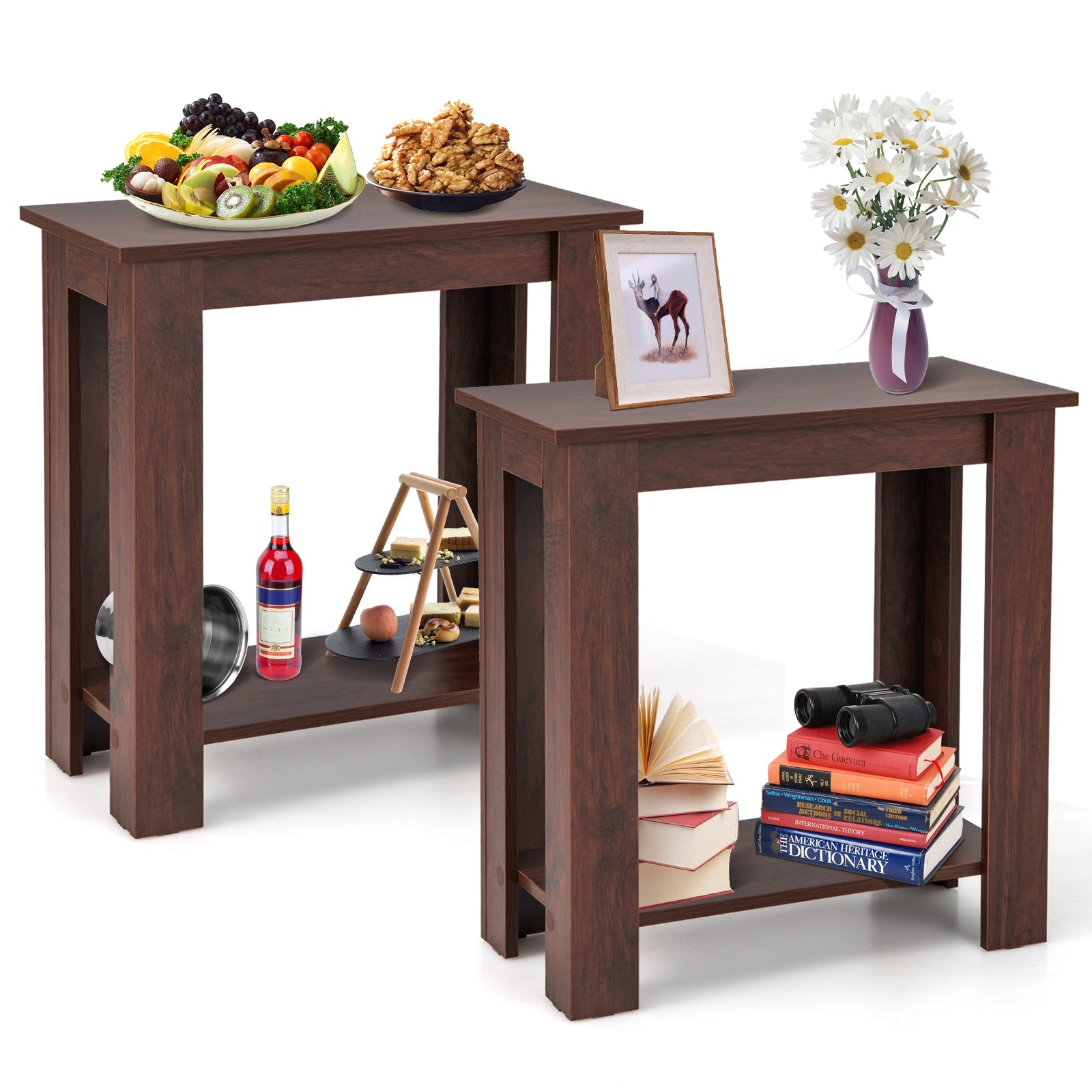 2-Tier Compact End Table With Storage Shelf, Brown End & Side Tables at Gallery Canada