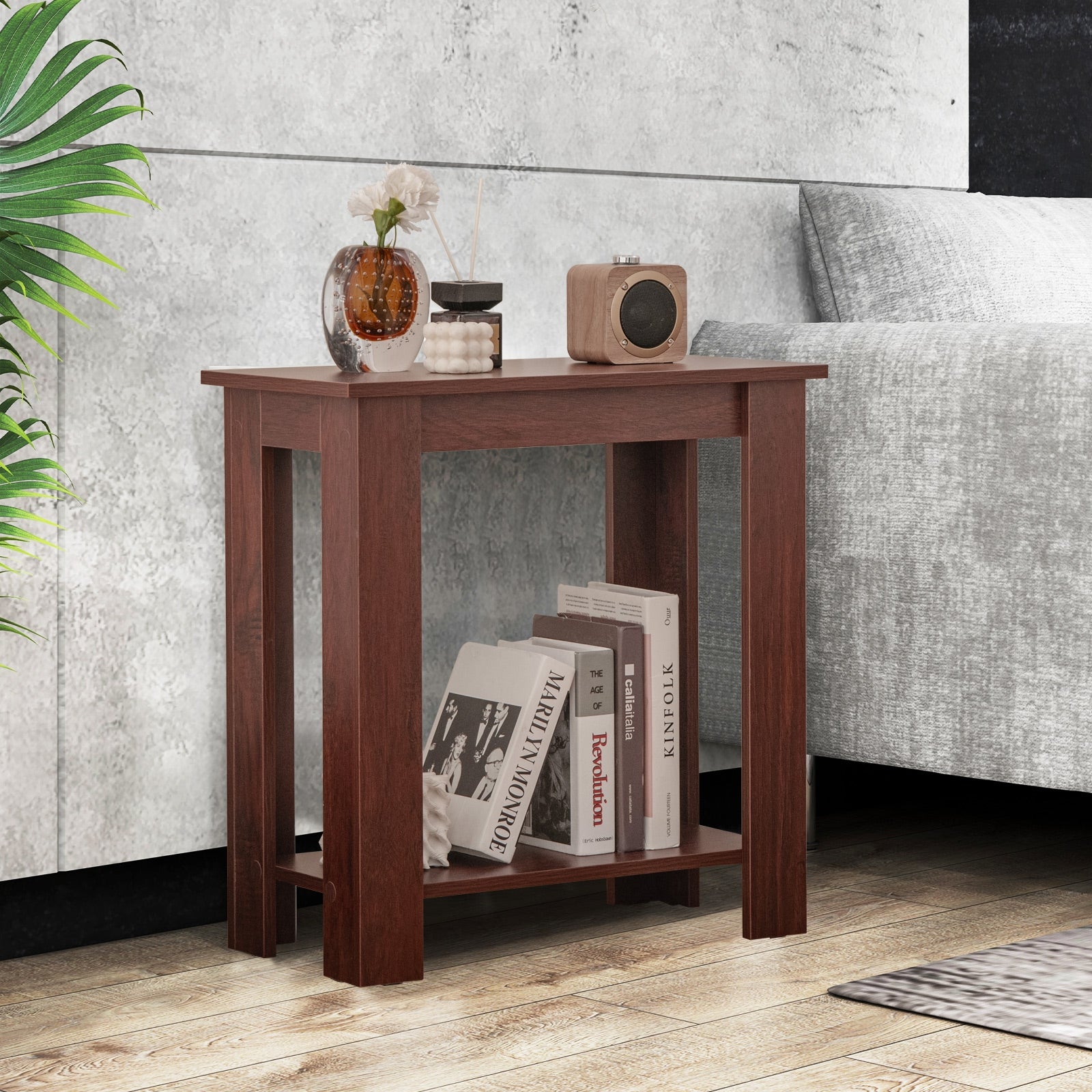 2-Tier Compact End Table With Storage Shelf, Brown End & Side Tables at Gallery Canada