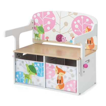 Kids Convertible Activity Bench, 2 Removable Fabric Bins, White Kids Chairs & Seating at Gallery Canada