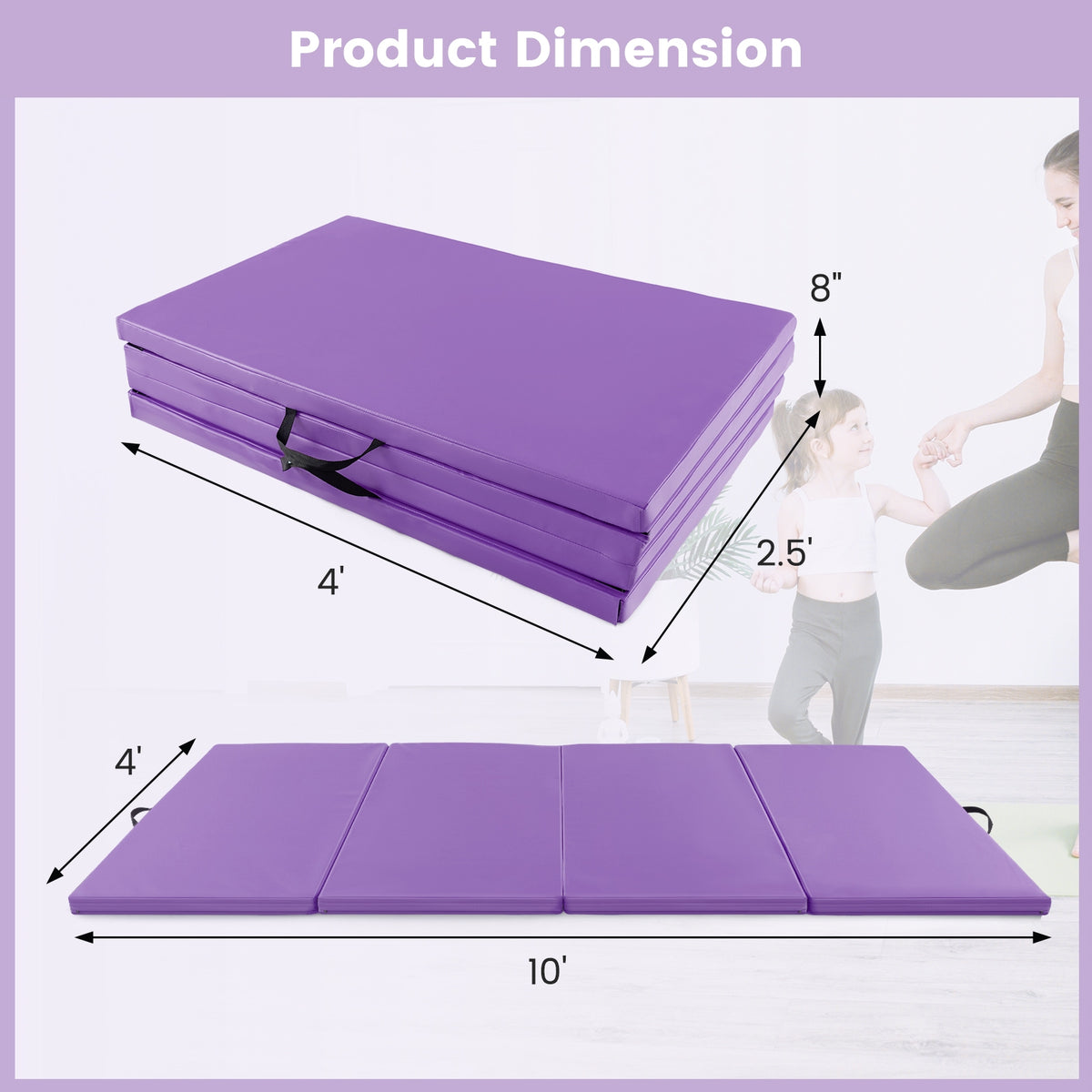 4-Panel PU Leather Folding Exercise Mat, Purple Yoga & Gym Mats at Gallery Canada