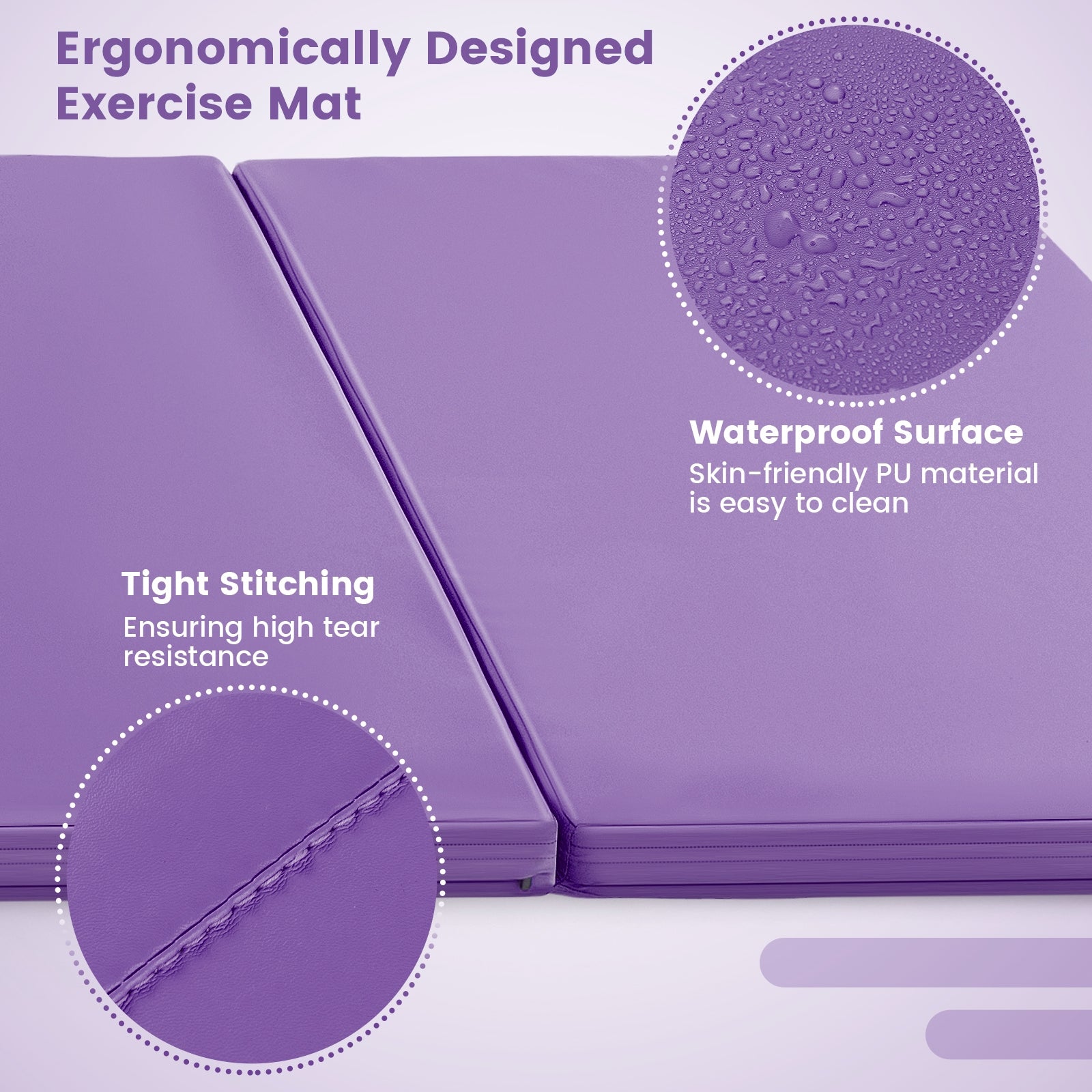 4-Panel PU Leather Folding Exercise Mat, Purple Yoga & Gym Mats at Gallery Canada