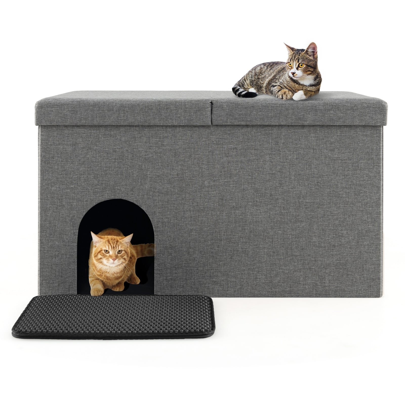 Cat Litter Box Enclosure, Urine Proof Litter Mat, Gray Cat Houses at Gallery Canada