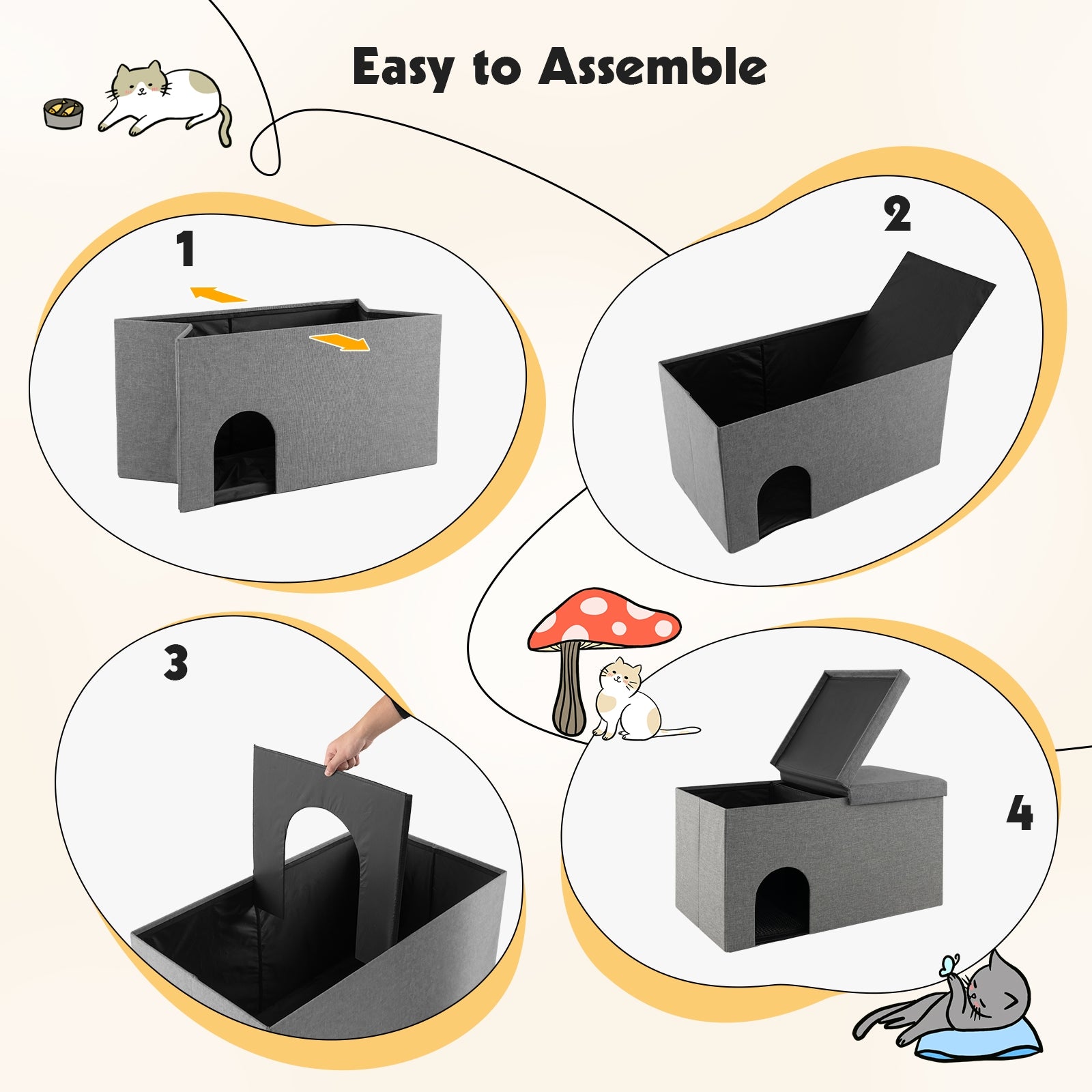 Cat Litter Box Enclosure, Urine Proof Litter Mat, Gray Cat Houses at Gallery Canada