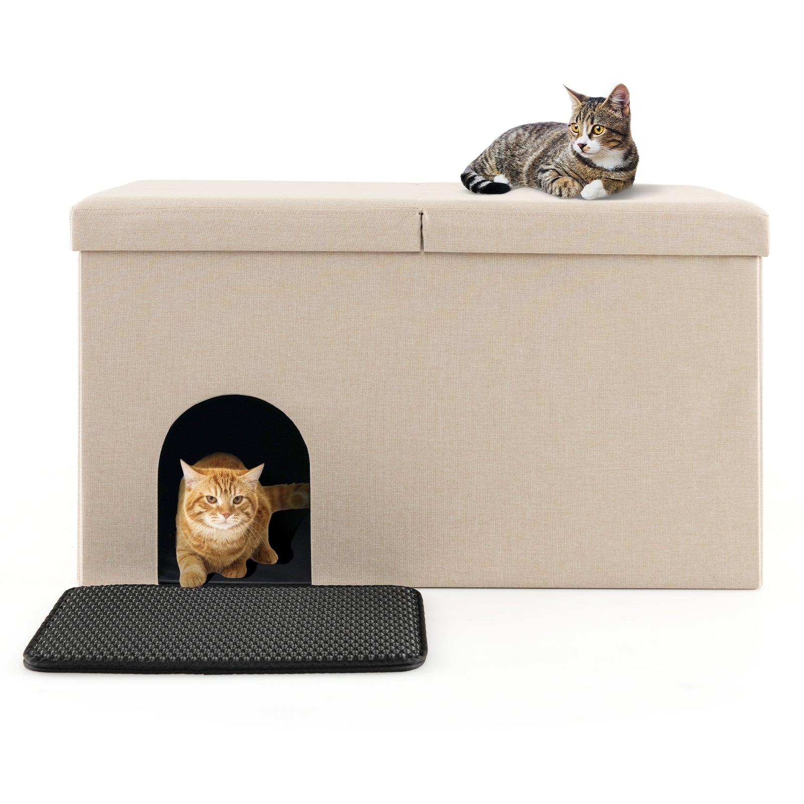 Cat Litter Box Enclosure, Urine Proof Mat, Beige Cat Houses at Gallery Canada