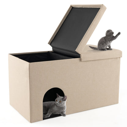 Cat Litter Box Enclosure, Urine Proof Mat, Beige Cat Houses at Gallery Canada