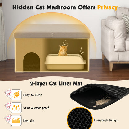 Cat Litter Box Enclosure, Urine Proof Mat, Beige Cat Houses at Gallery Canada