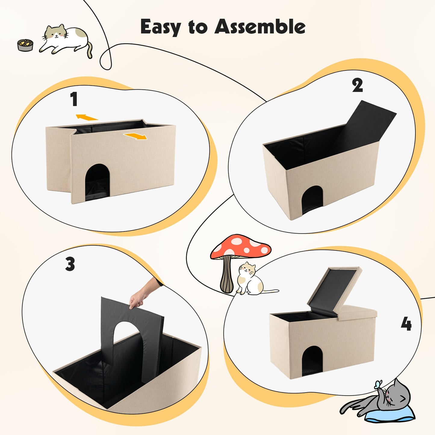 Cat Litter Box Enclosure, Urine Proof Mat, Beige Cat Houses at Gallery Canada