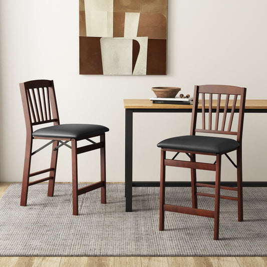 Folding Counter Height Chairs, Set of 2, Padded Seat, Brown Bar Stools Brown at Gallery Canada