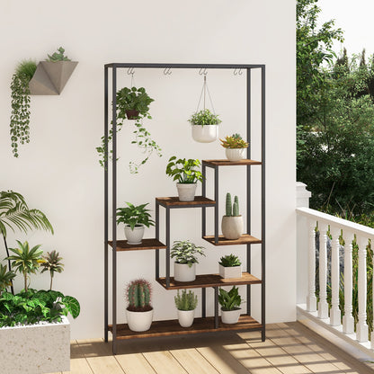 6-Tier Tall Plant Stand, 71 Inch Metal, Rustic Brown Plant Stands at Gallery Canada