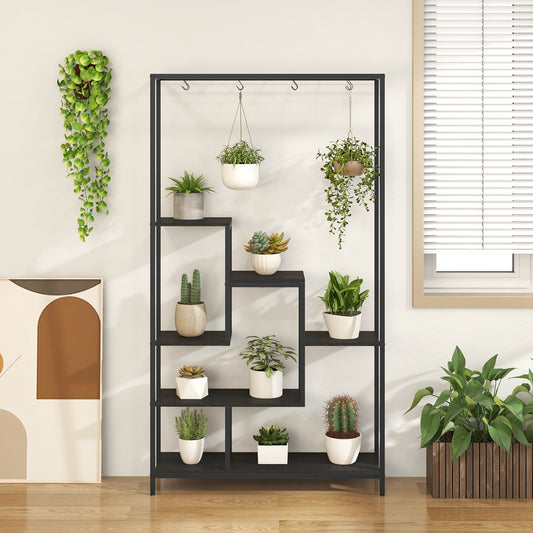 6-Tier Tall Plant Stand, 71 Inch, Metal, Indoor, Black Plant Stands Black at Gallery Canada