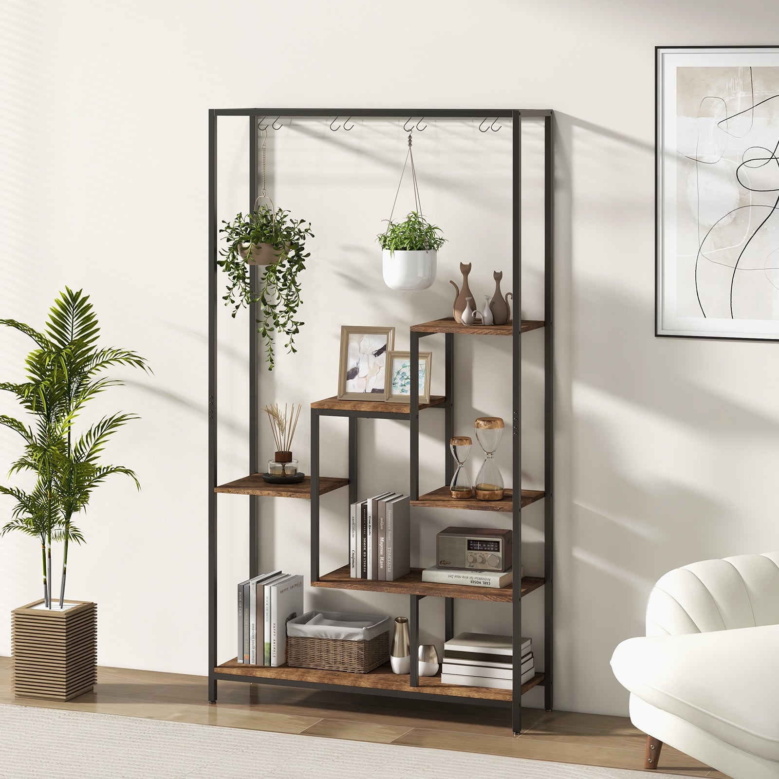 6-Tier Tall Plant Stand, 71 Inch Metal, Rustic Brown Plant Stands at Gallery Canada