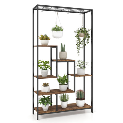 6-Tier Tall Plant Stand, 71 Inch Metal, Rustic Brown Plant Stands at Gallery Canada