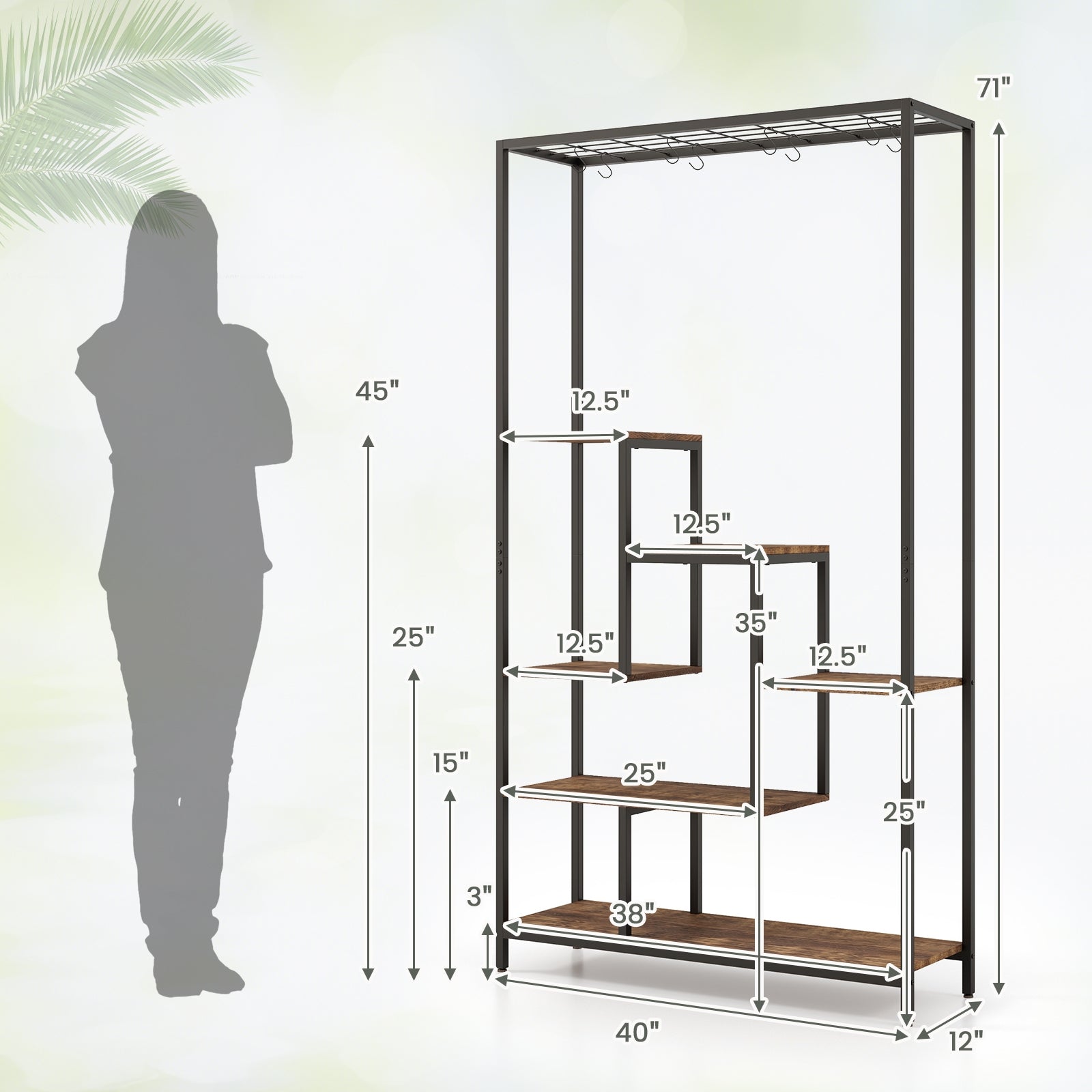 6-Tier Tall Plant Stand, 71 Inch Metal, Rustic Brown Plant Stands at Gallery Canada