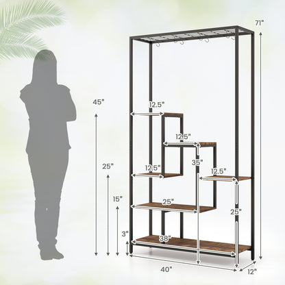 6-Tier Tall Plant Stand, 71 Inch Metal, Rustic Brown Plant Stands at Gallery Canada