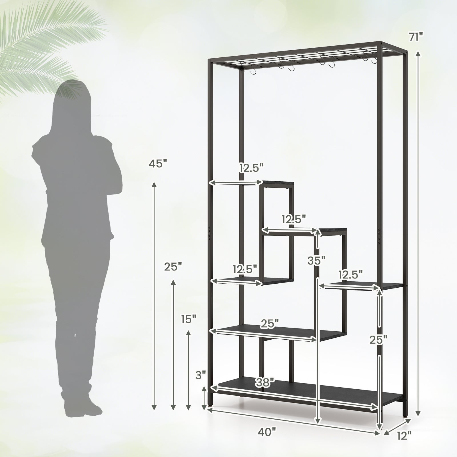 6-Tier Tall Plant Stand, 71 Inch, Metal, Indoor, Black Plant Stands at Gallery Canada