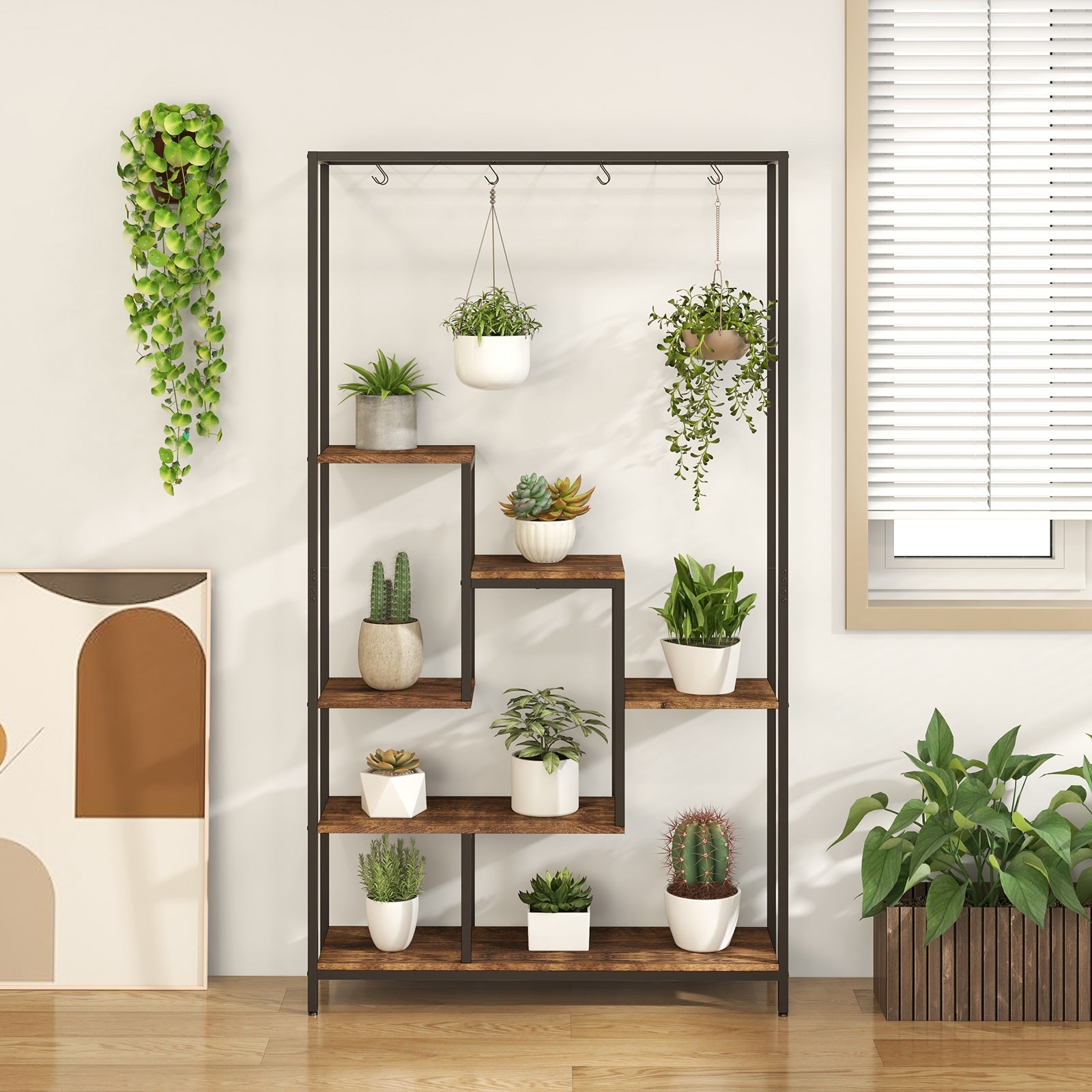 6-Tier Tall Plant Stand, 71 Inch Metal, Rustic Brown Plant Stands at Gallery Canada