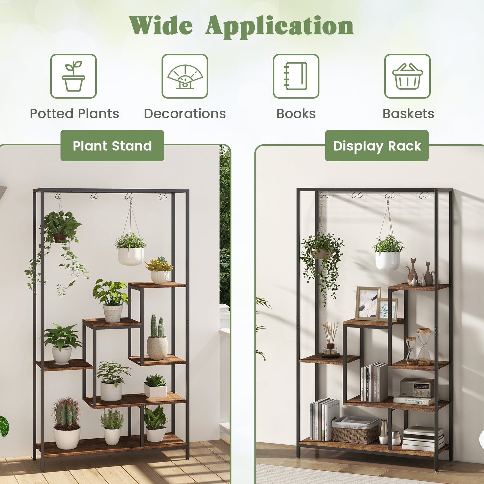 6-Tier Tall Plant Stand, 71 Inch Metal, Rustic Brown Plant Stands at Gallery Canada