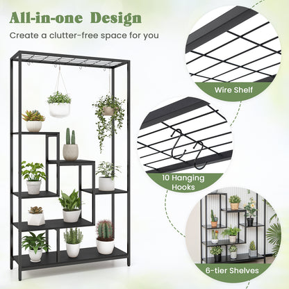6-Tier Tall Plant Stand, 71 Inch, Metal, Indoor, Black Plant Stands at Gallery Canada