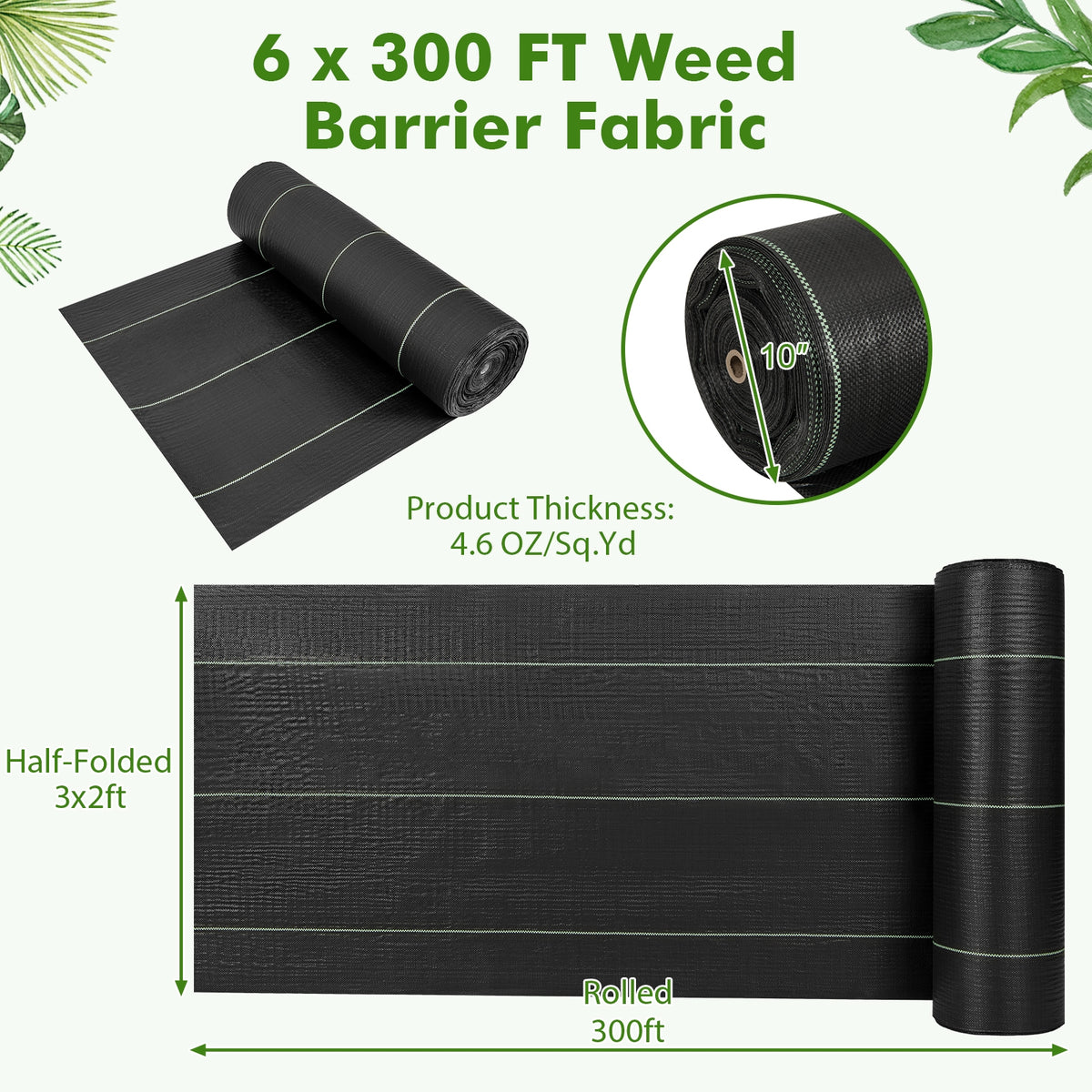 6.5 Ft Weed Barrier Landscape Fabric, 6 Ft, Black Garden Tools at Gallery Canada
