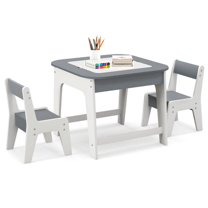 Kids Table And Chairs Set, Double-Sized Tabletop, Gray Kids Table & Chair Sets at Gallery Canada