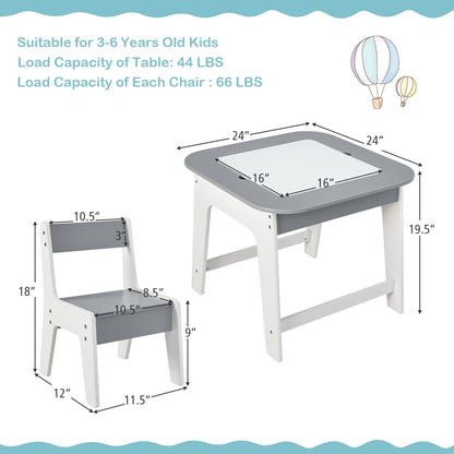 Kids Table And Chairs Set, Double-Sized Tabletop, Gray Kids Table & Chair Sets at Gallery Canada