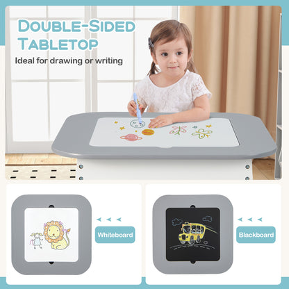 Kids Table And Chairs Set, Double-Sized Tabletop, Gray Kids Table & Chair Sets at Gallery Canada