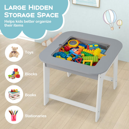 Kids Table And Chairs Set, Double-Sized Tabletop, Gray Kids Table & Chair Sets at Gallery Canada