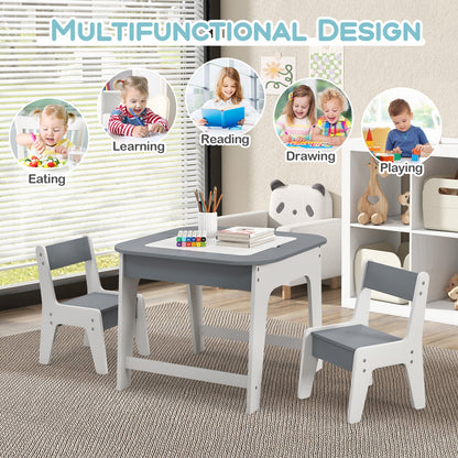 Kids Table And Chairs Set, Double-Sized Tabletop, Gray Kids Table & Chair Sets at Gallery Canada