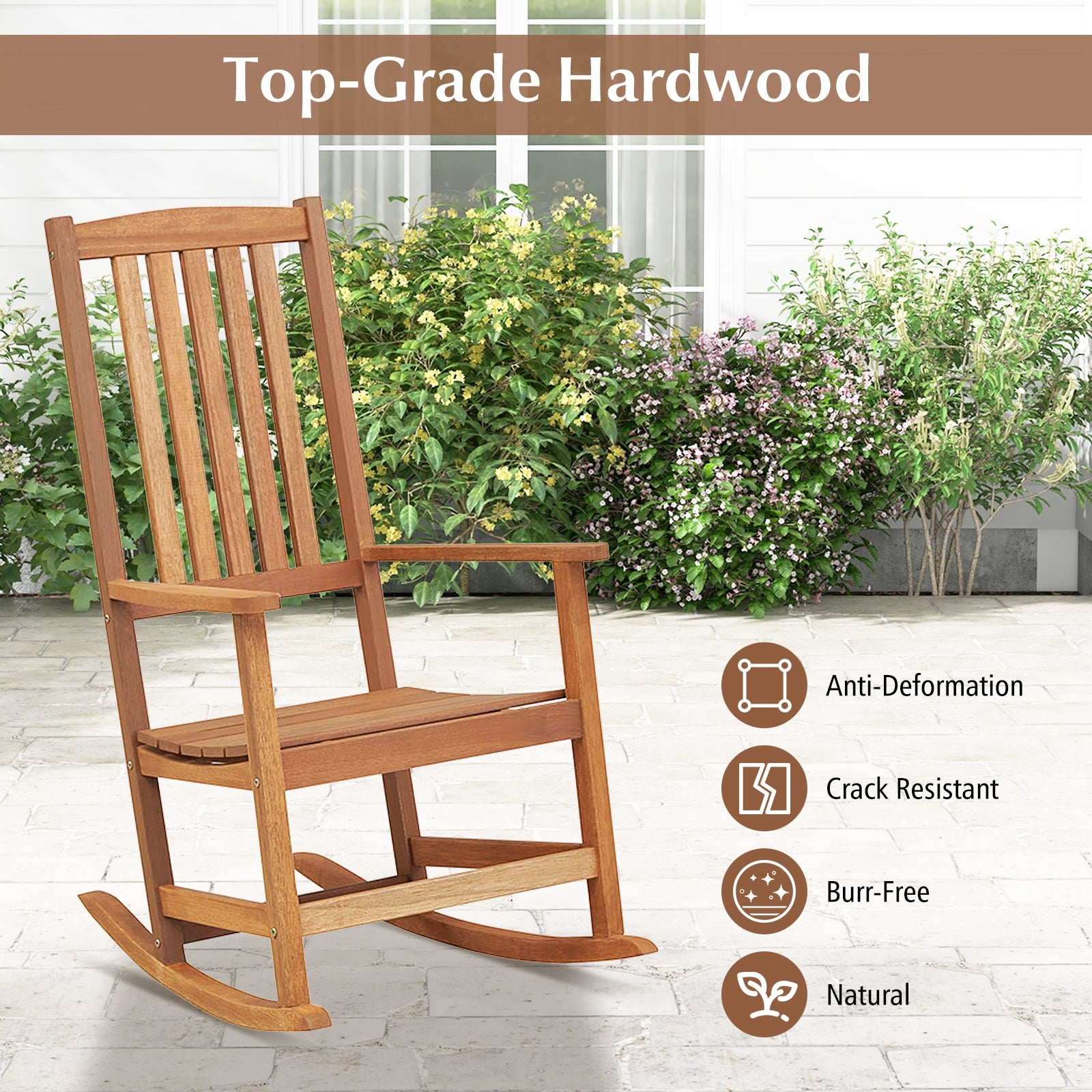 Ergonomic High-Back Outdoor Rocking Chair, Natural Patio Rocking Chairs & Gliders at Gallery Canada