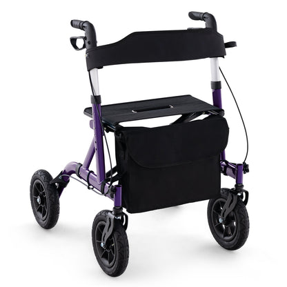 Foldable Rollator Walker, Height Adjustable With Seat, Purple Walkers & Rollators at Gallery Canada