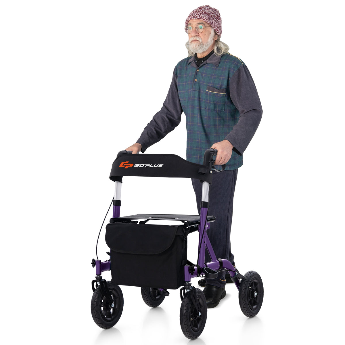 Foldable Rollator Walker, Height Adjustable With Seat, Purple Walkers & Rollators at Gallery Canada