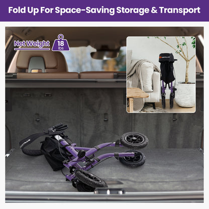 Foldable Rollator Walker, Height Adjustable With Seat, Purple Walkers & Rollators at Gallery Canada