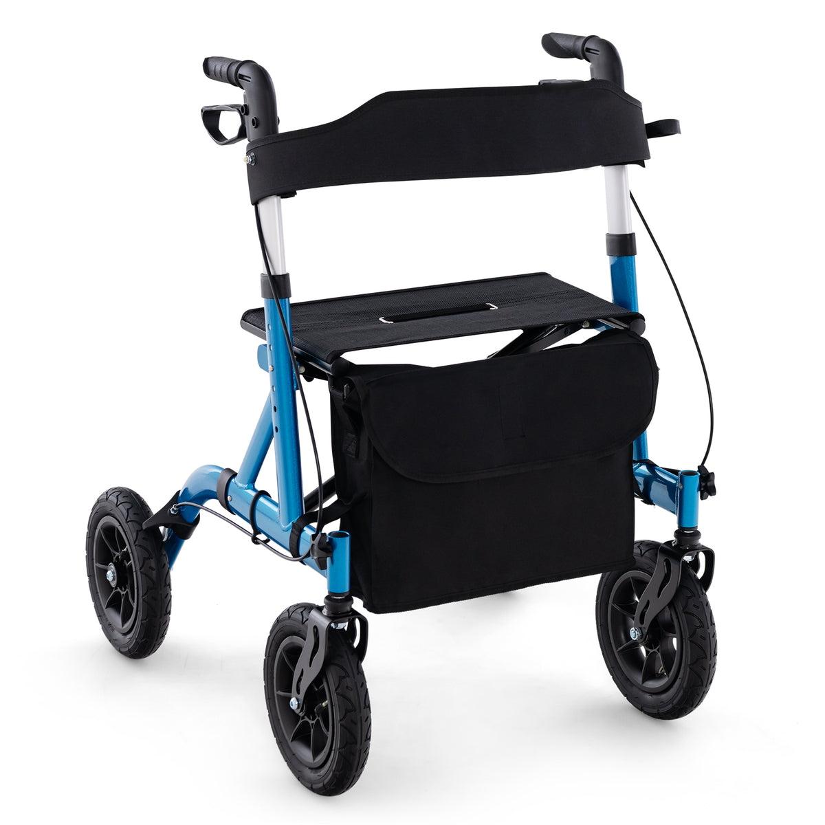 Foldable Rollator Walker With Seat, Height Adjustable, Blue Walkers & Rollators at Gallery Canada