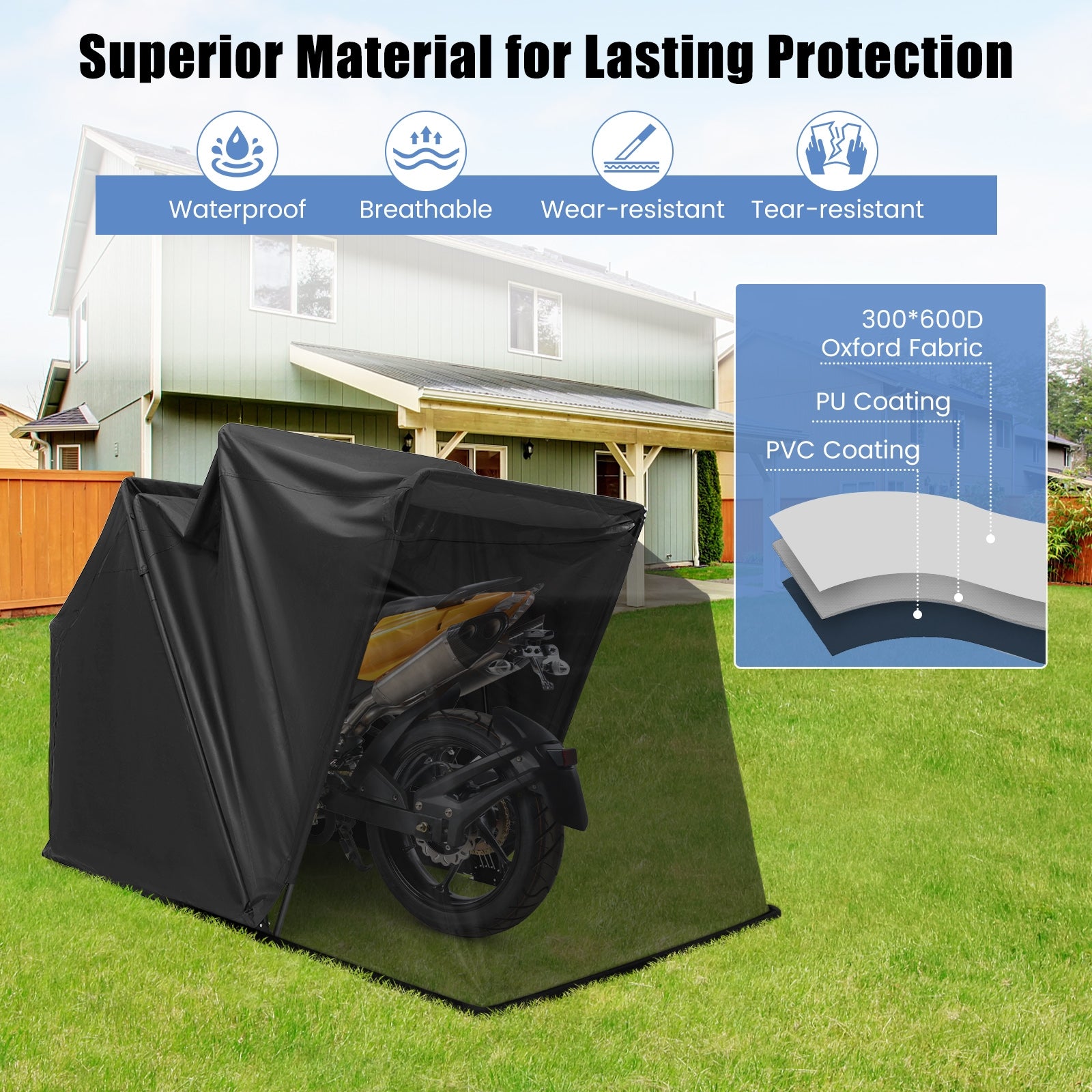 Waterproof Motorcycle Storage Tent, Black Carports at Gallery Canada