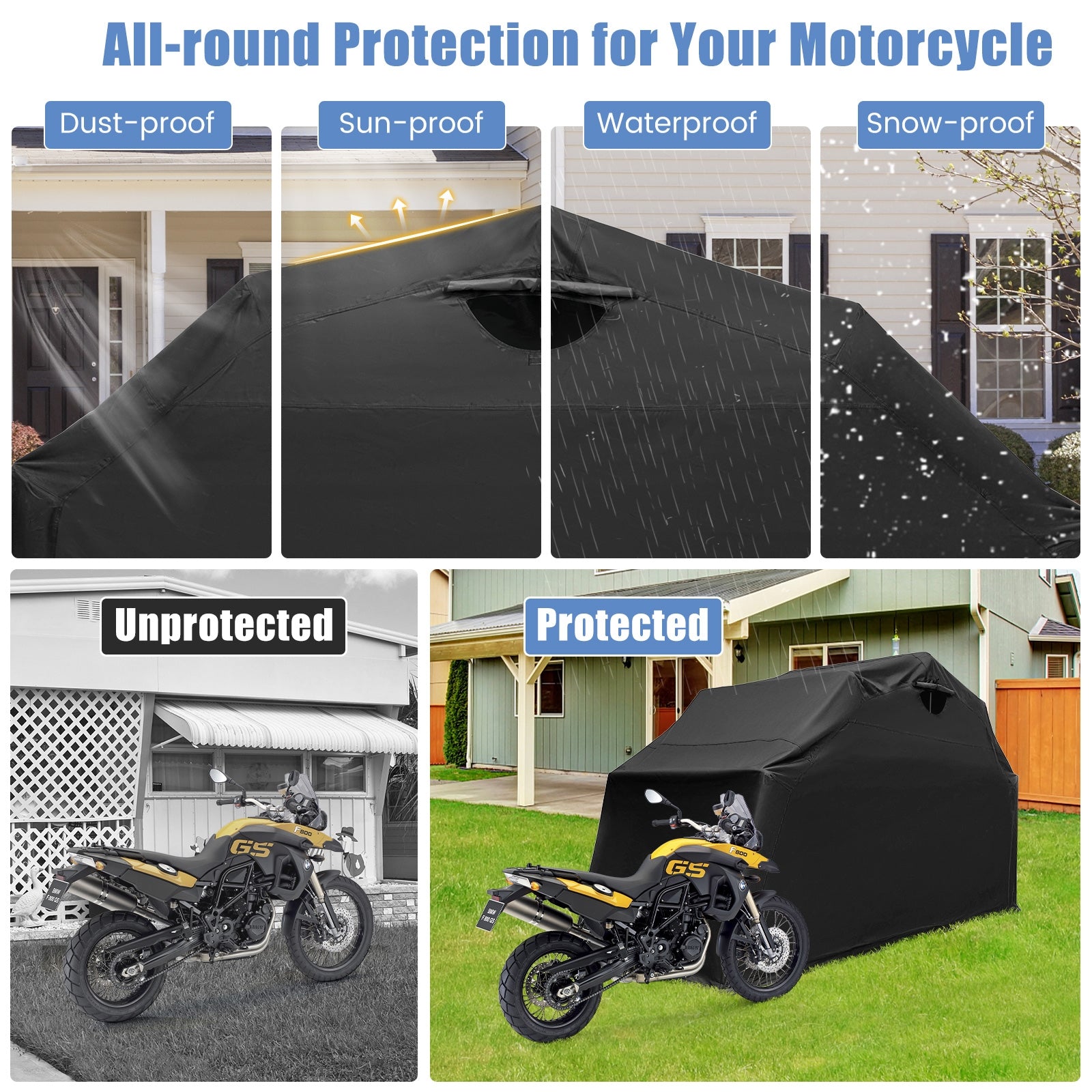 Waterproof Motorcycle Storage Tent, Black Carports at Gallery Canada