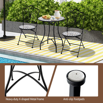 24 Inch Patio Bistro Table, Ceramic Tile Tabletop, Black Patio Dining Tables at Gallery Canada
