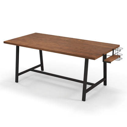 72 Inch Dining Table, Walnut, Rectangular Kitchen Table With 2-Bottle Wine Rack Dining Tables at Gallery Canada