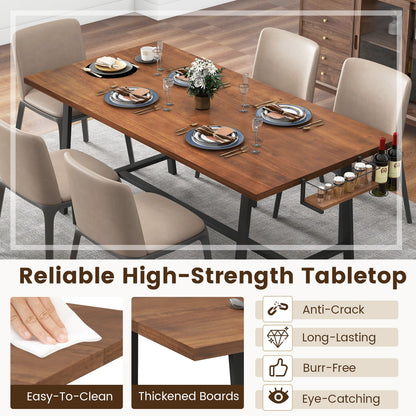 72 Inch Dining Table, Walnut, Rectangular Kitchen Table With 2-Bottle Wine Rack Dining Tables at Gallery Canada