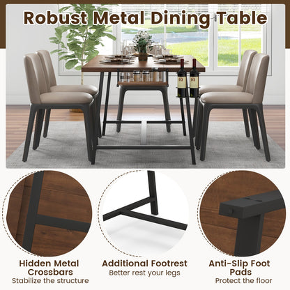 72 Inch Dining Table, Walnut, Rectangular Kitchen Table With 2-Bottle Wine Rack Dining Tables at Gallery Canada