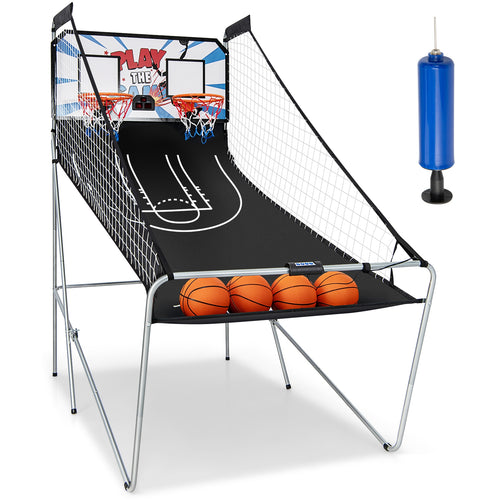 Indoor Double Electronic Basketball Game, 4 Balls, White