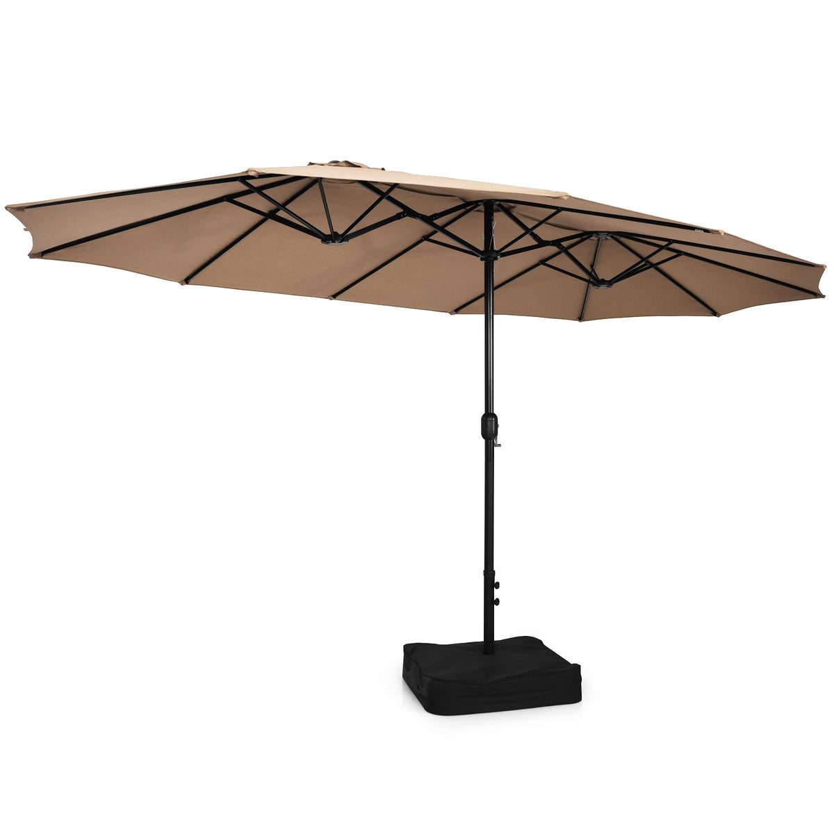 9 Piece Outdoor Dining Set, 15 Feet Double-Sided Patio Umbrella, Brown Patio Conversation Sets at Gallery Canada